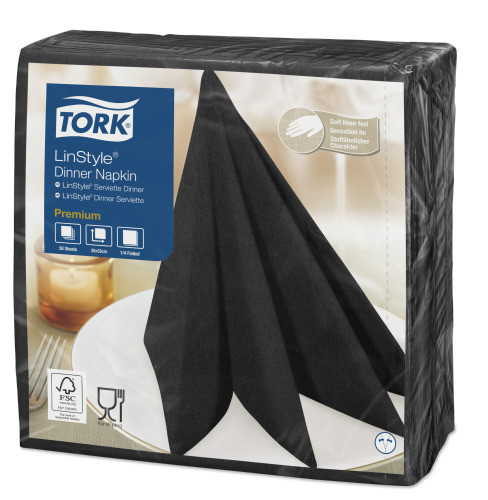 Tork Premium Serviettes Linstyle pliage 1/4 Noir 39x39cm 12x 50pc
