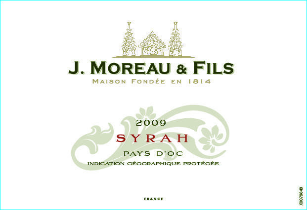 Syrah rouge J.Moreau & Fils Vin de Pays d'Oc
