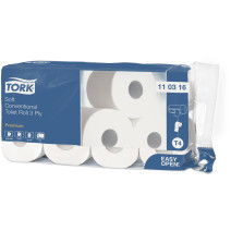 TORK Papier toilette blanc 3épais  9x8 rouleaux 110316