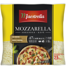 Fromage Mozzarella râpé 47% 2.5kg Maestrella