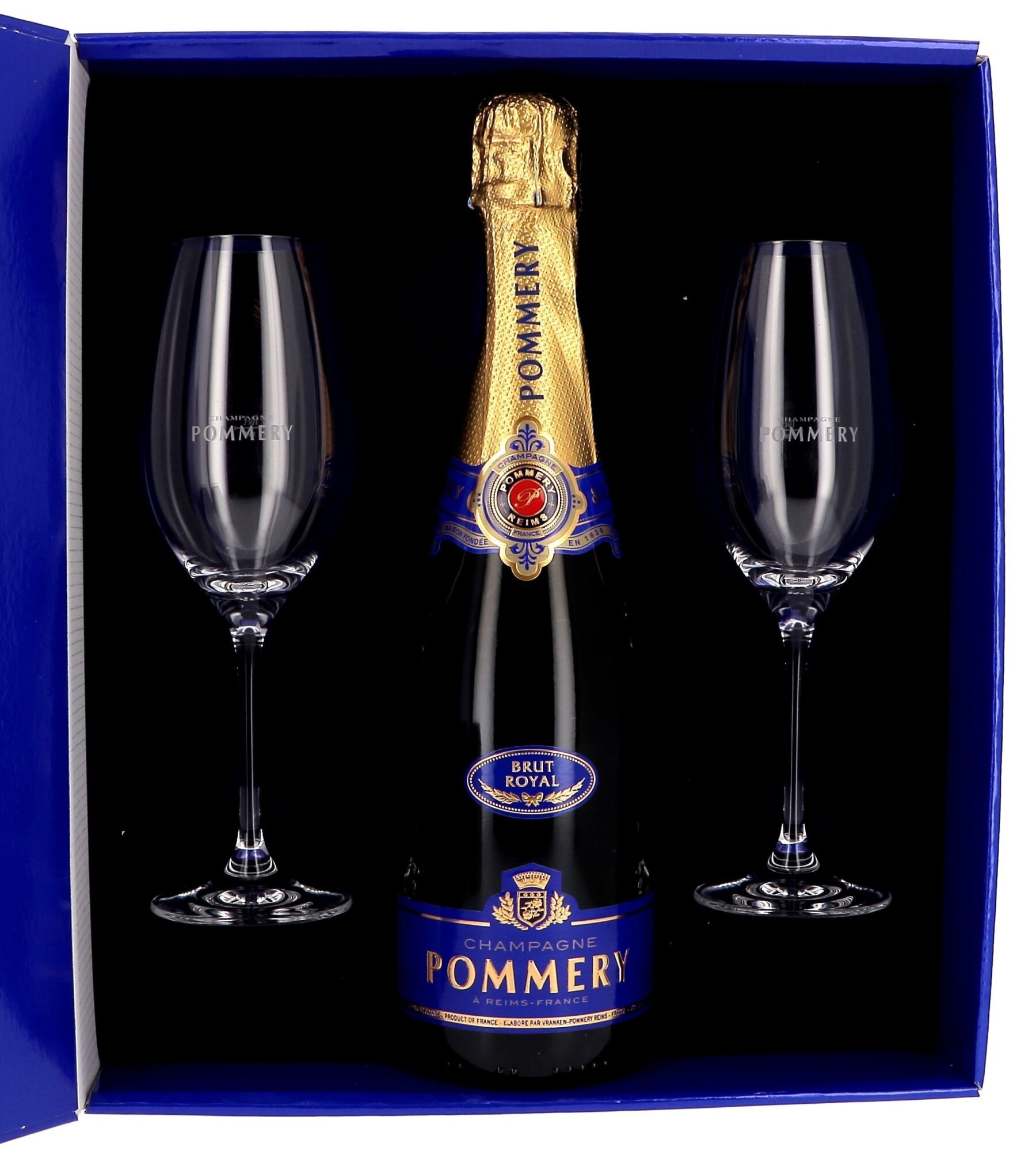 Pommery Champagne Brut Royal Coffret with 2 Champagne Glasses, 75 cl -  Delivery in Czech Republic by GiftsForEurope