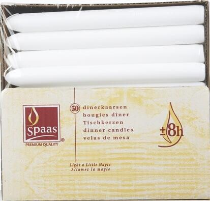 Dinner Candles white 8.8 inch 50pcs Spaas