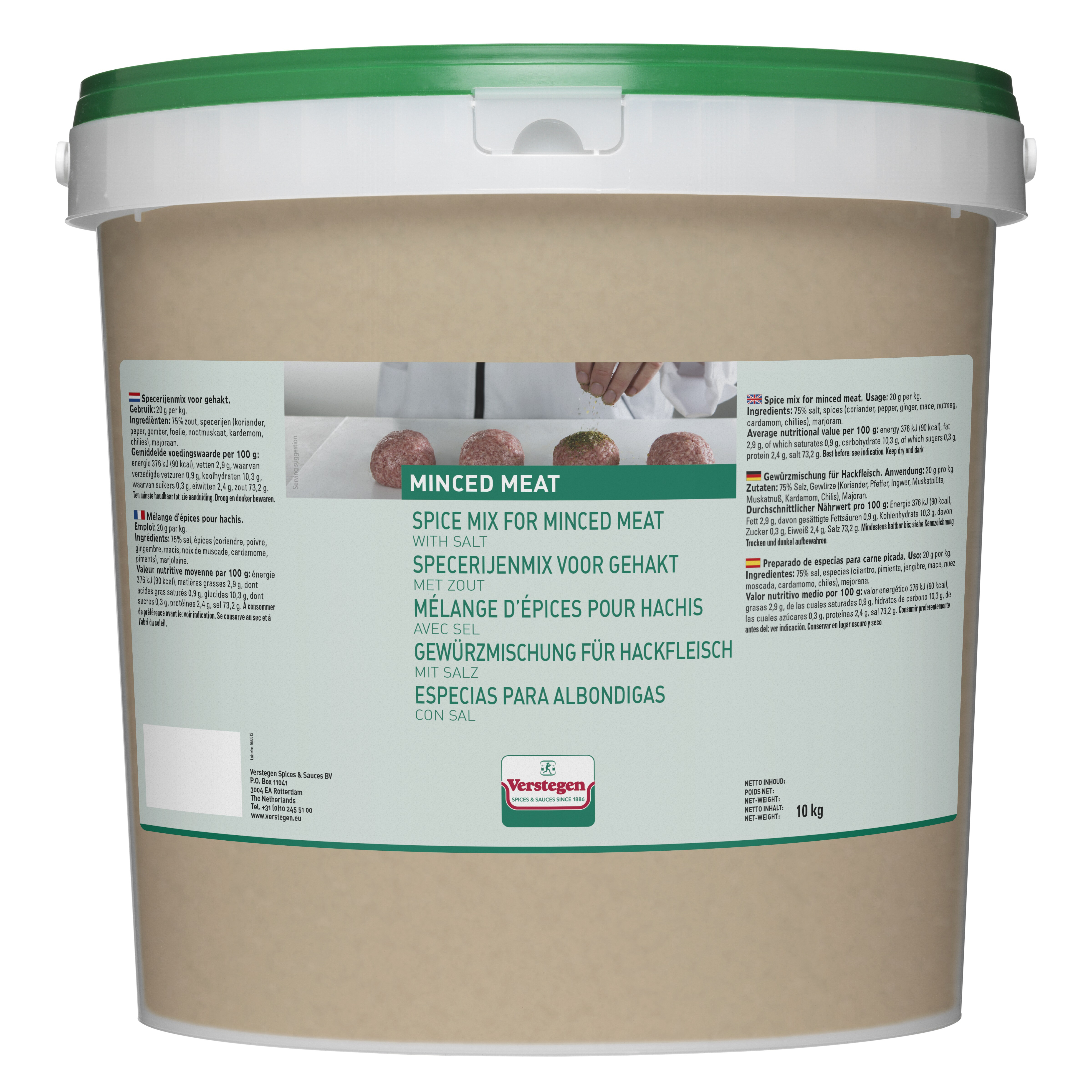 Verstegen Professional Spicemix for minced meat with salt 10kg Pure Spice Blends