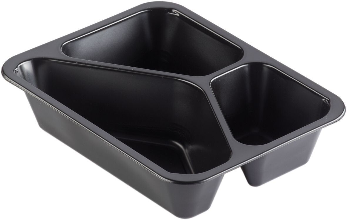 Duni Cater Line meal box 3 compartment 227x178x50 black 216pcs 160065