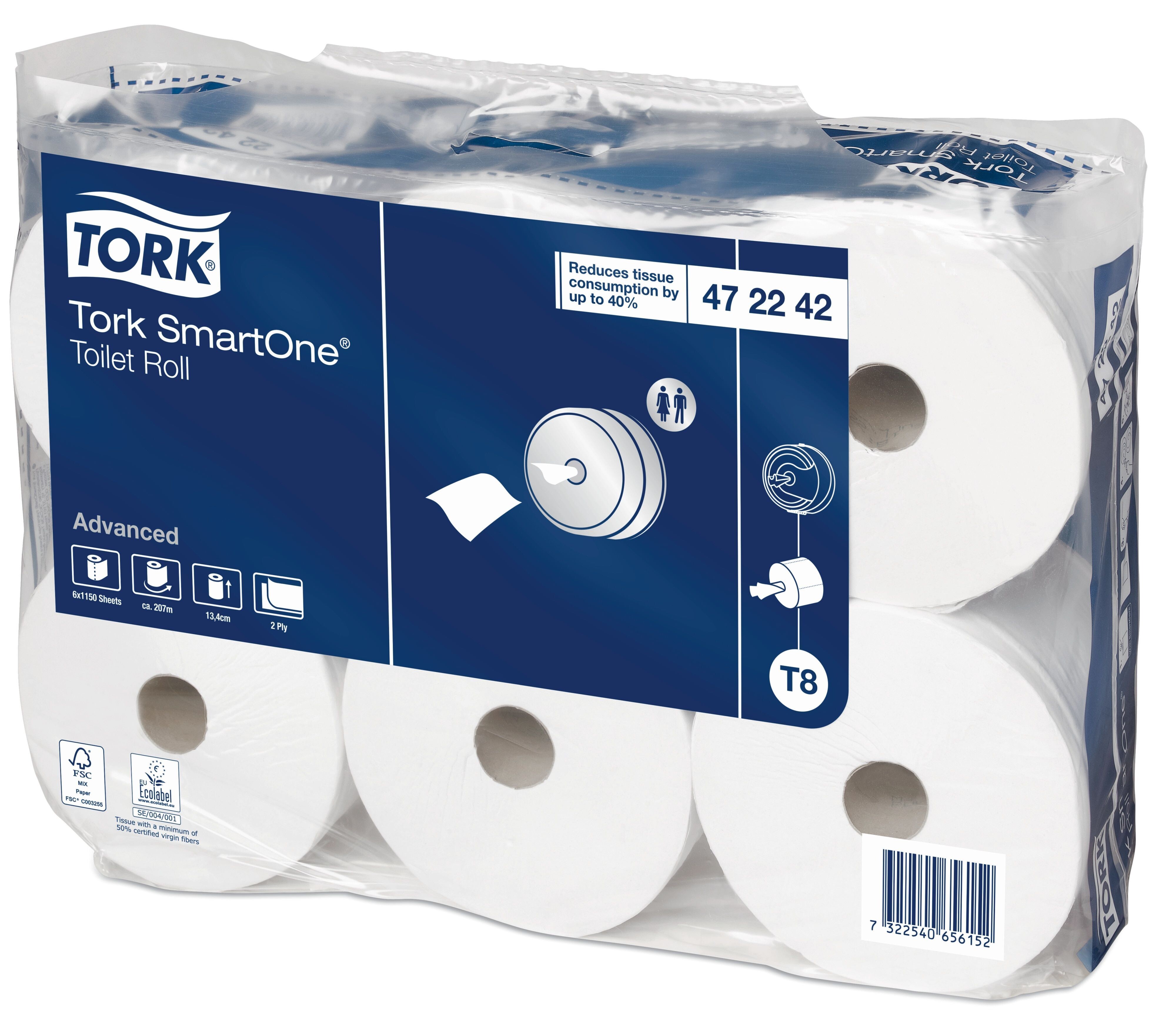 Tork Toilet Paper Rolls SmartOne 2ply 6 rolls Professional 472242