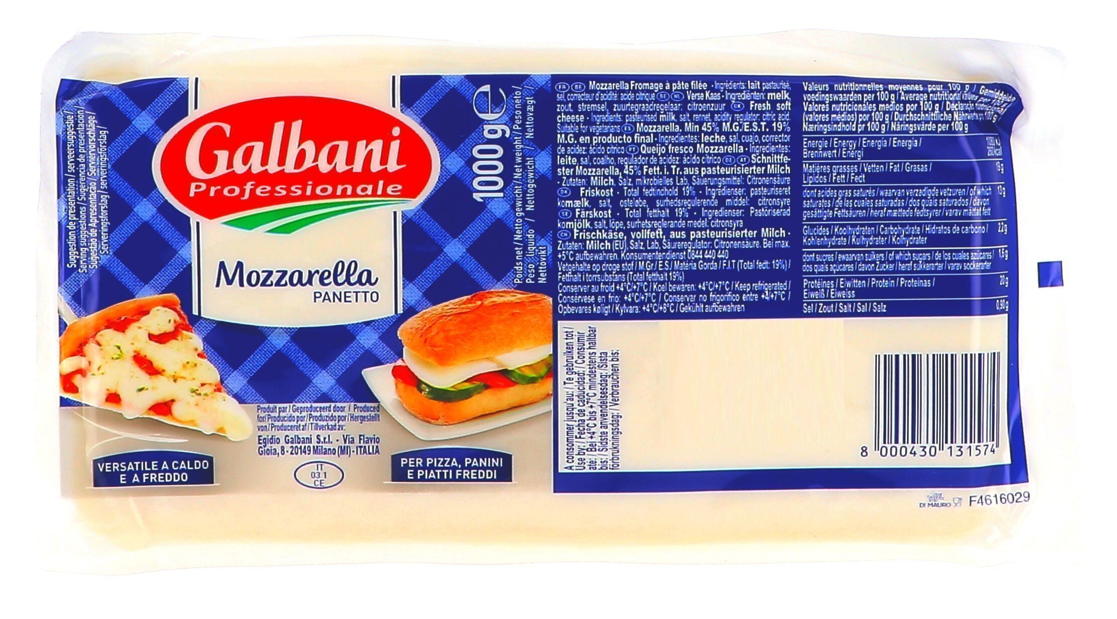 Cheese Mozzarella Santa Lucia bloc 1kg Galbani