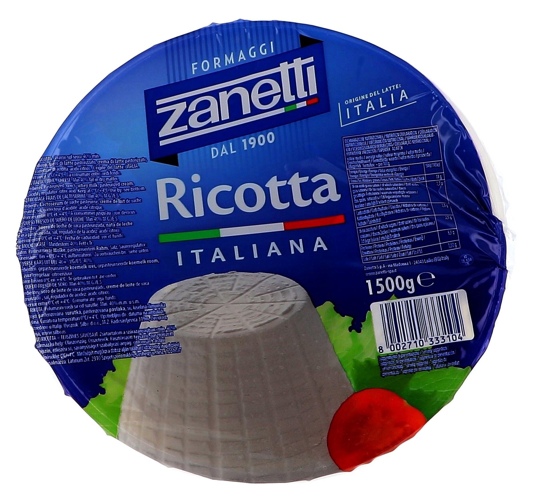 Cheese Ricotta 1500gr Zanetti