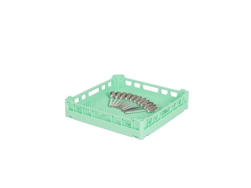 Dishwasher basket Cutlery 500x500x100mm green Transoplast