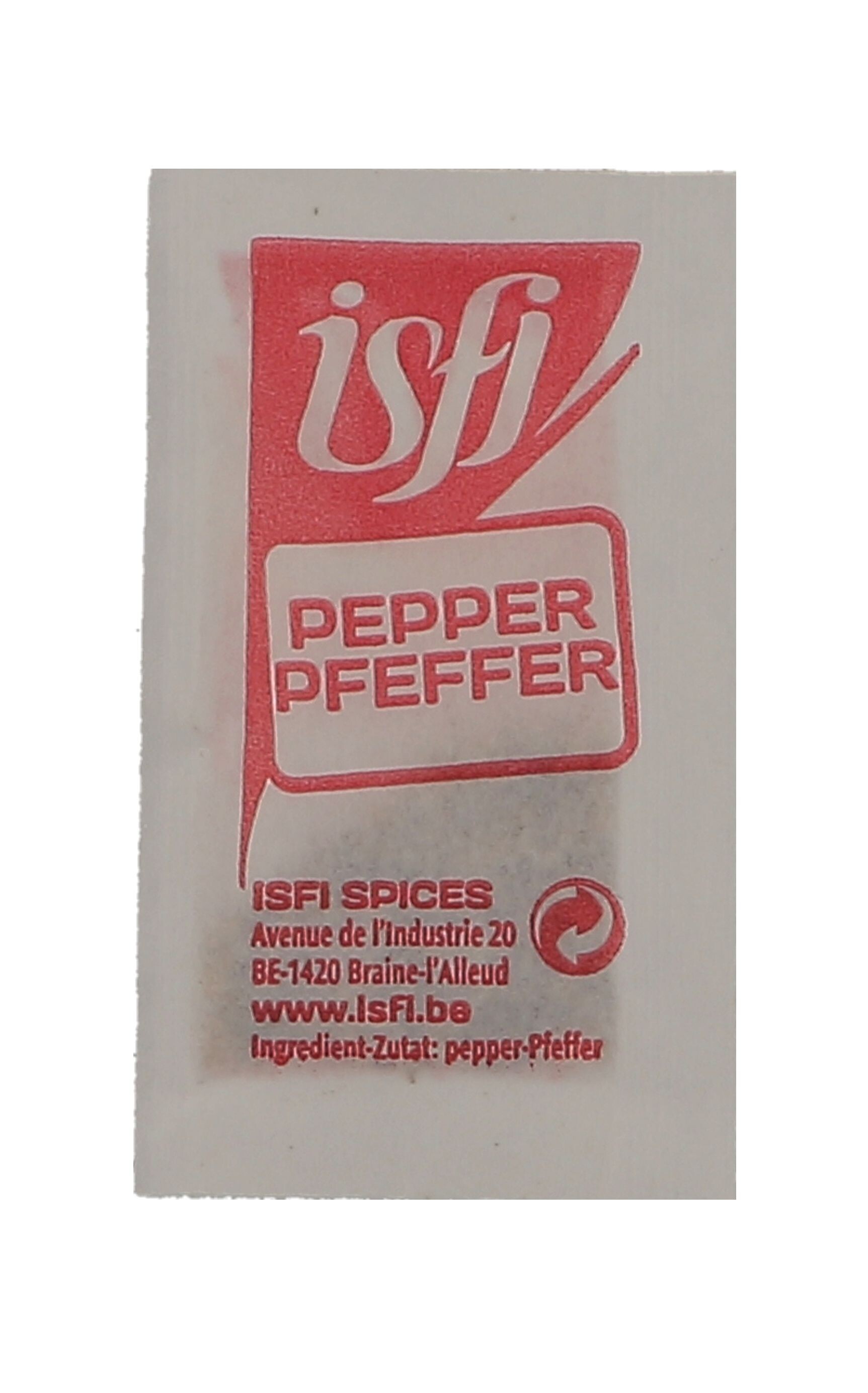 White pepper ground 1000pcs individual portions 0.14gr/satchel (Isfi & Verstegen,Zout & Peper)