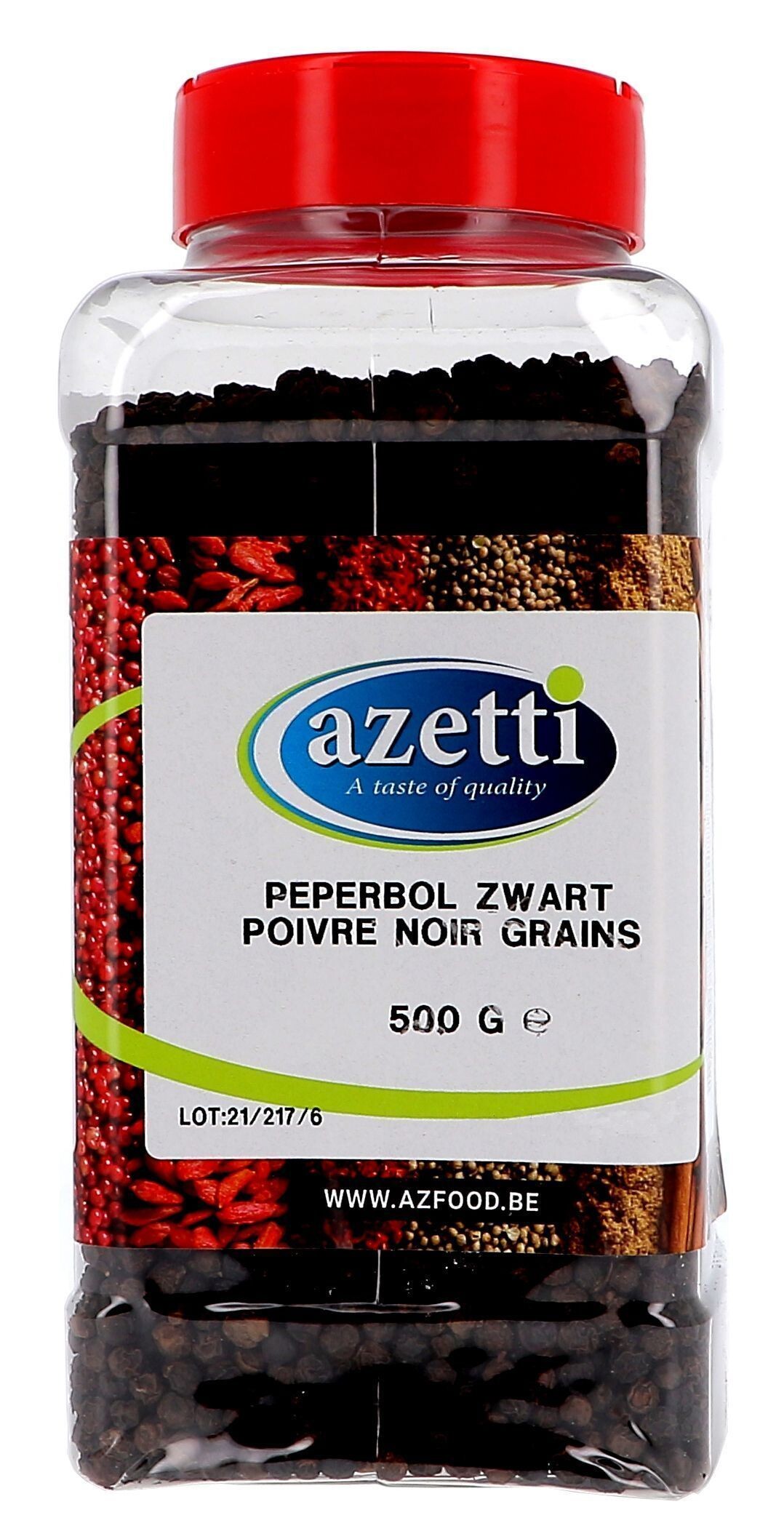 Black Peppercorns 500g Pet Jar Azetti