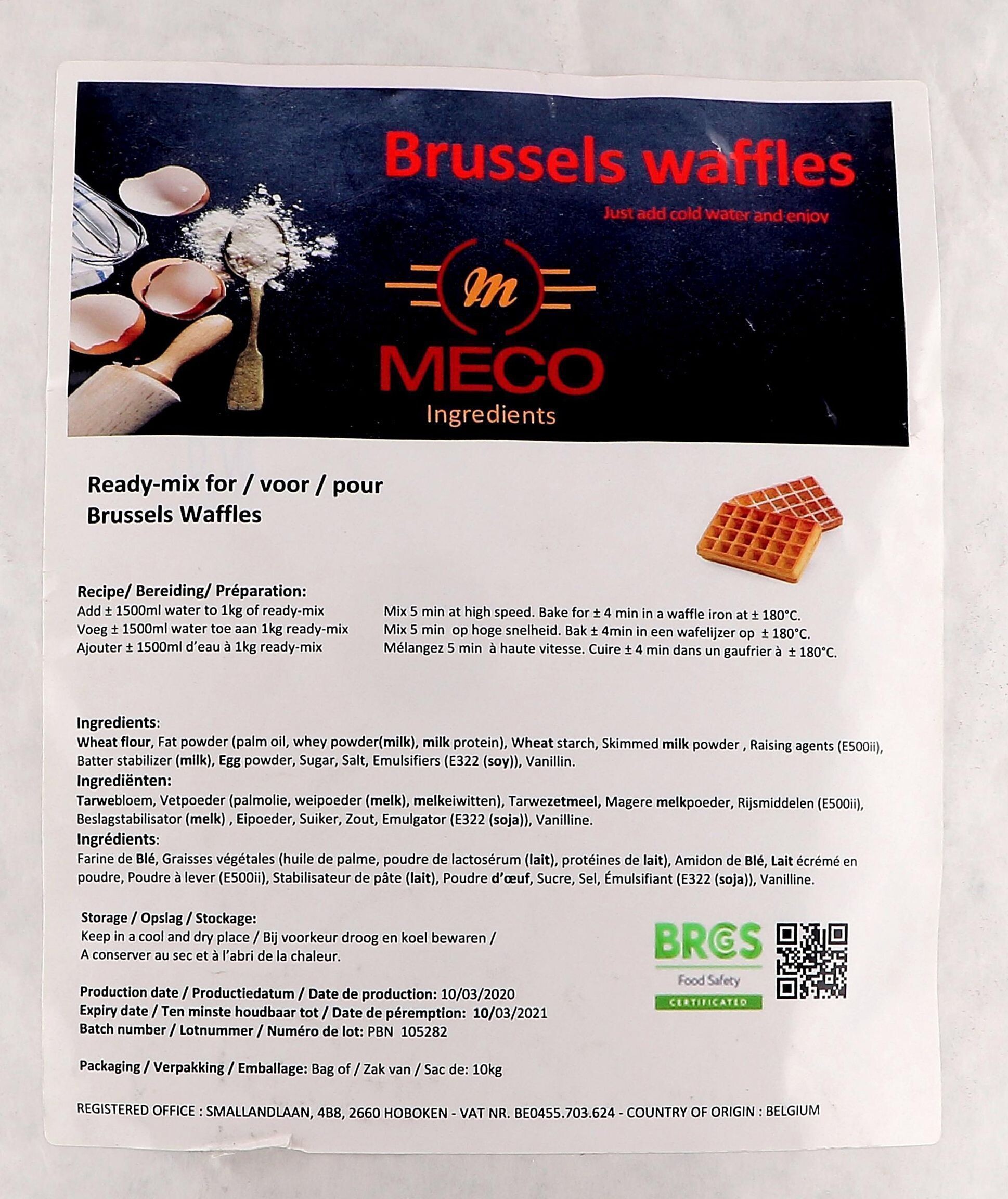 Brussels Waffle Mix 10kg Meco Ingredients (Default)