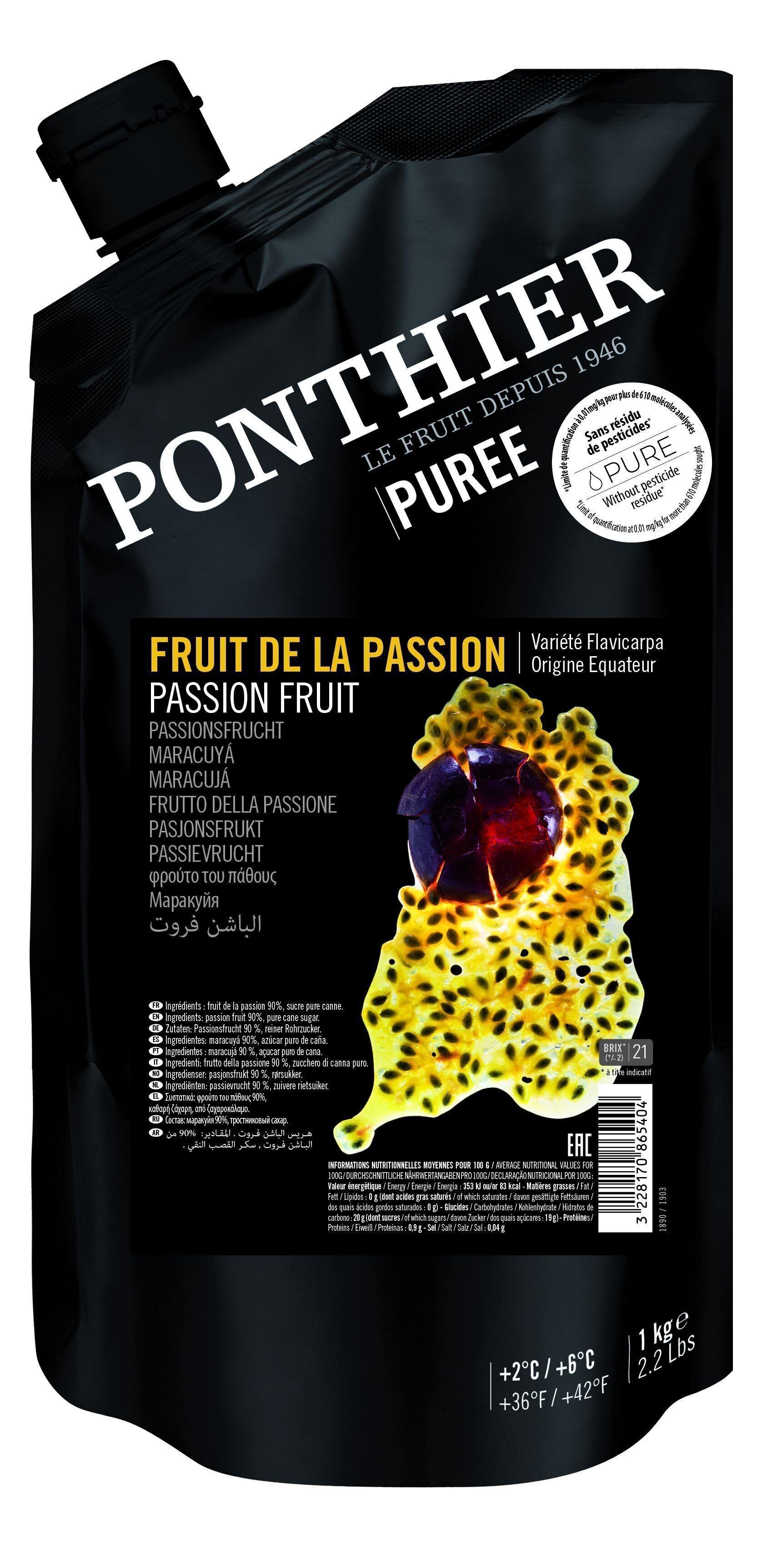 Ponthier Fruit Puree Passion Fruit 1kg