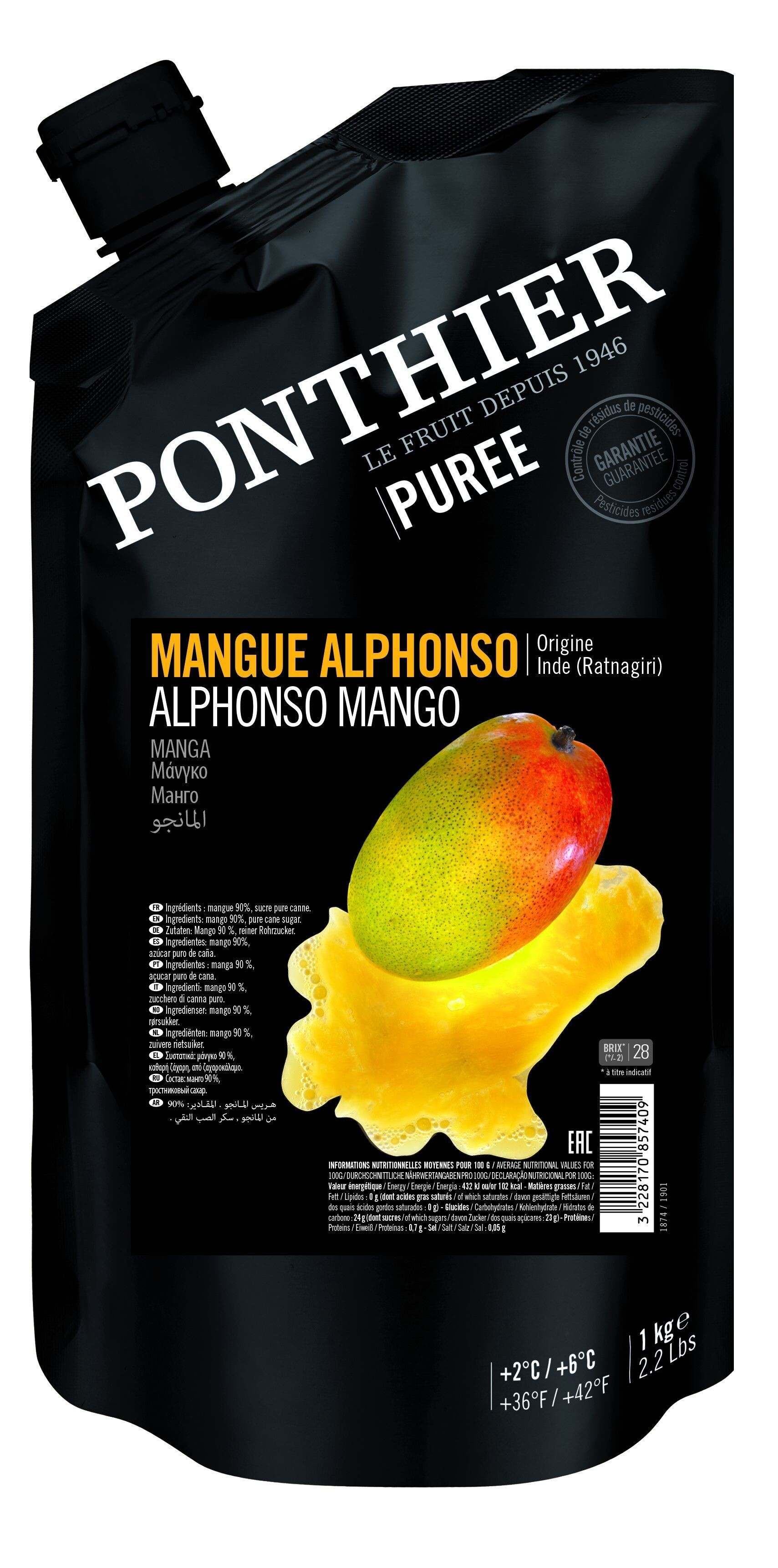 Ponthier Fruit Puree Mango Alphonso 1kg