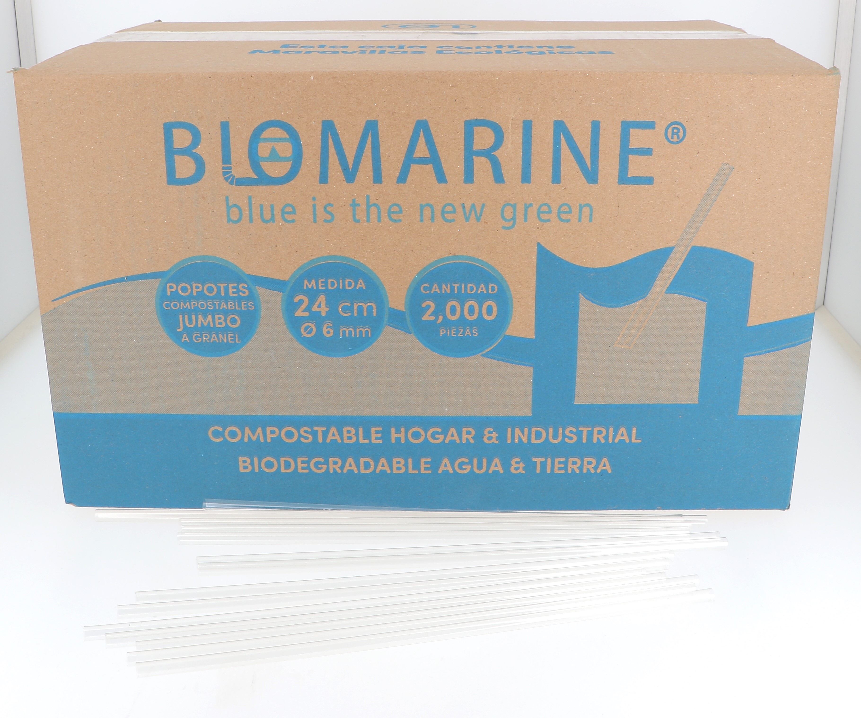 BioMarine Biodegradable Drinking Straws 9.45" Eco-Sip 4x500pcs