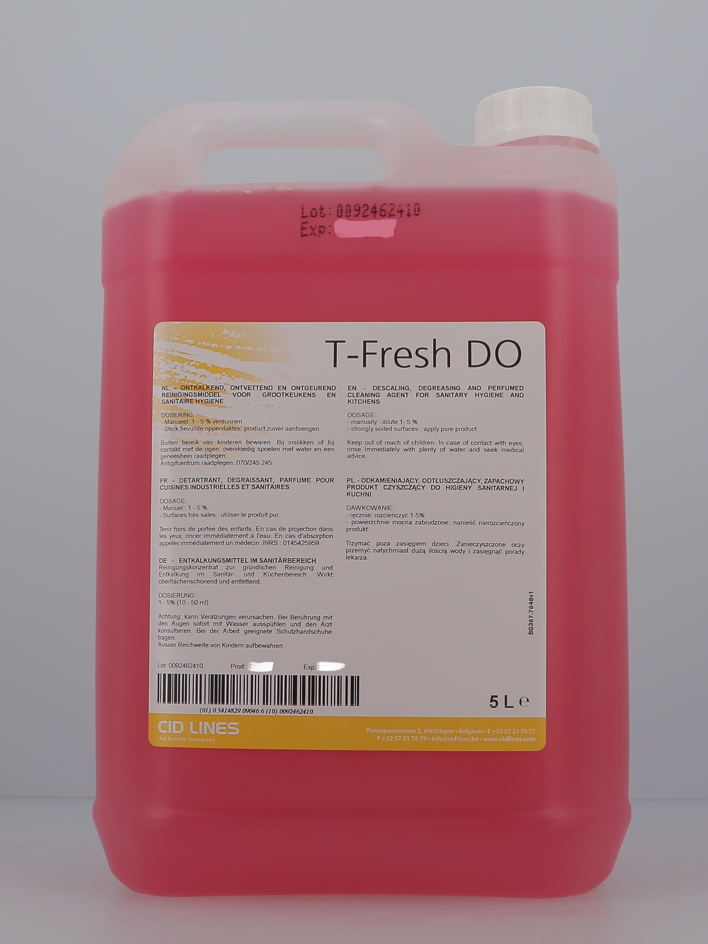 T-Fresh DO Sanitary Cleaner 5L Cid Lines
