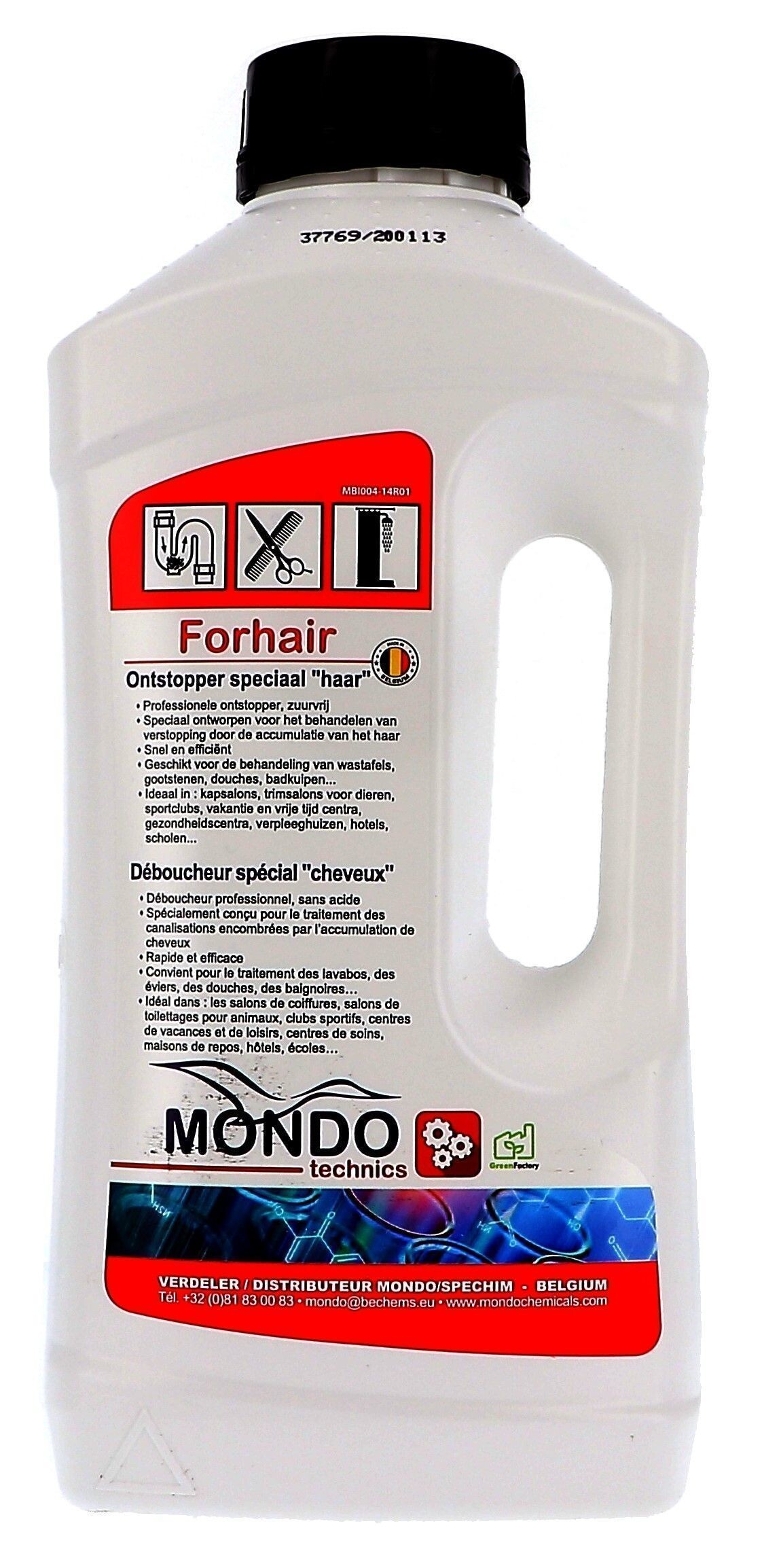 Drain cleaner Forhair 1L Mondo Chemicals (Reinigings-&kuisproducten)