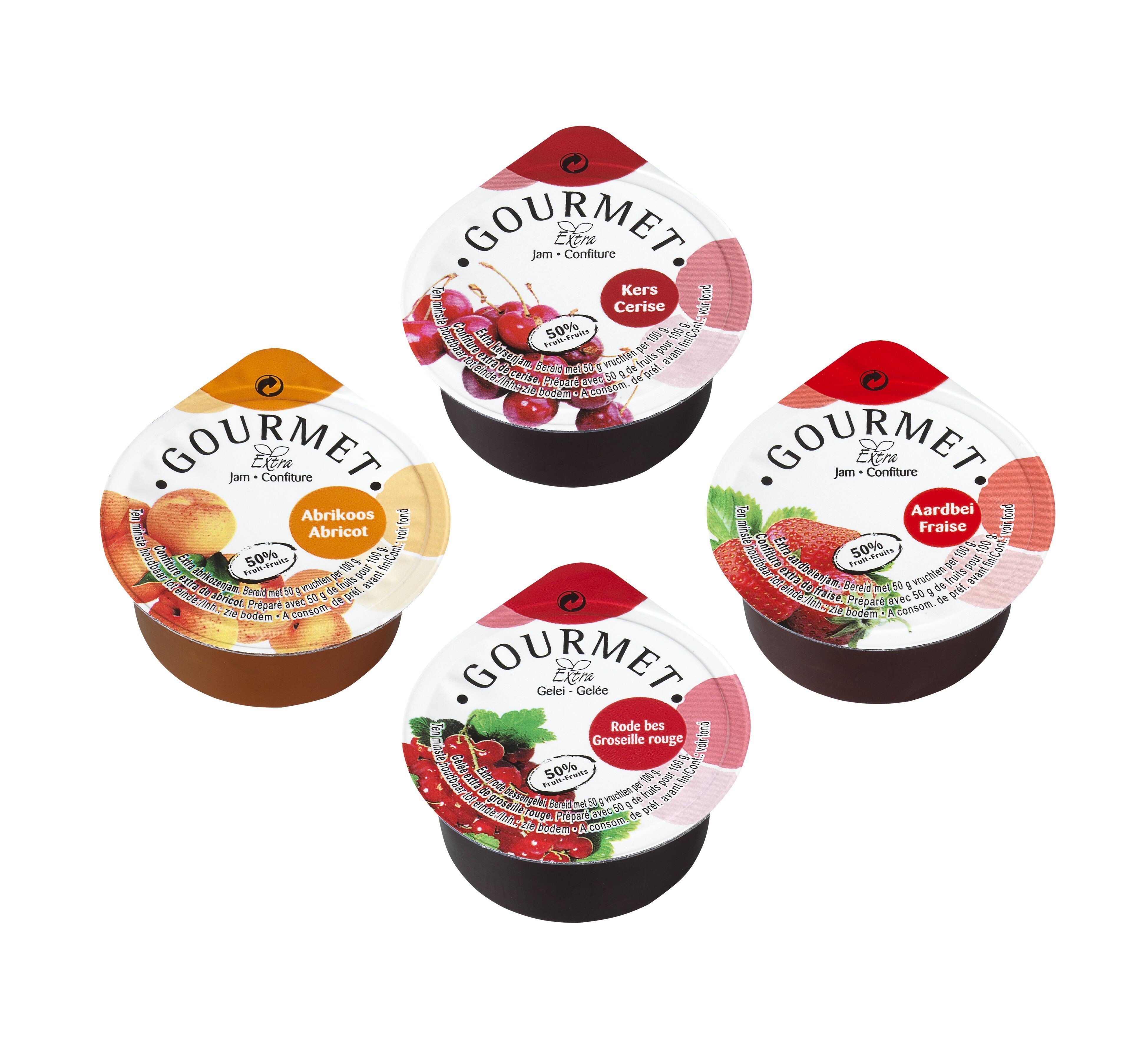 Individual Jam portions cups assorted 50% 100x25gr Gourmet