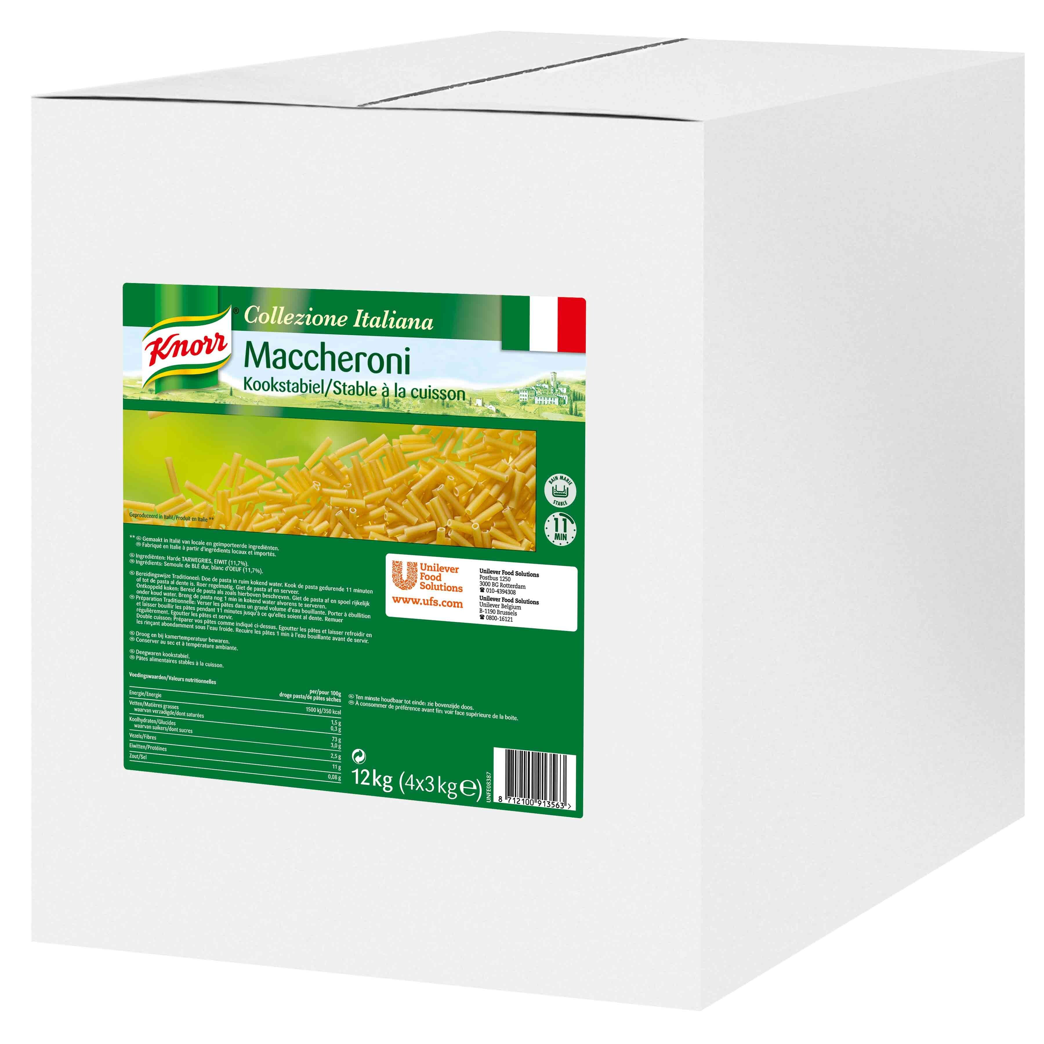 Knorr Maccheroni 12kg Collezione Italiana Cooking Stable Pasta