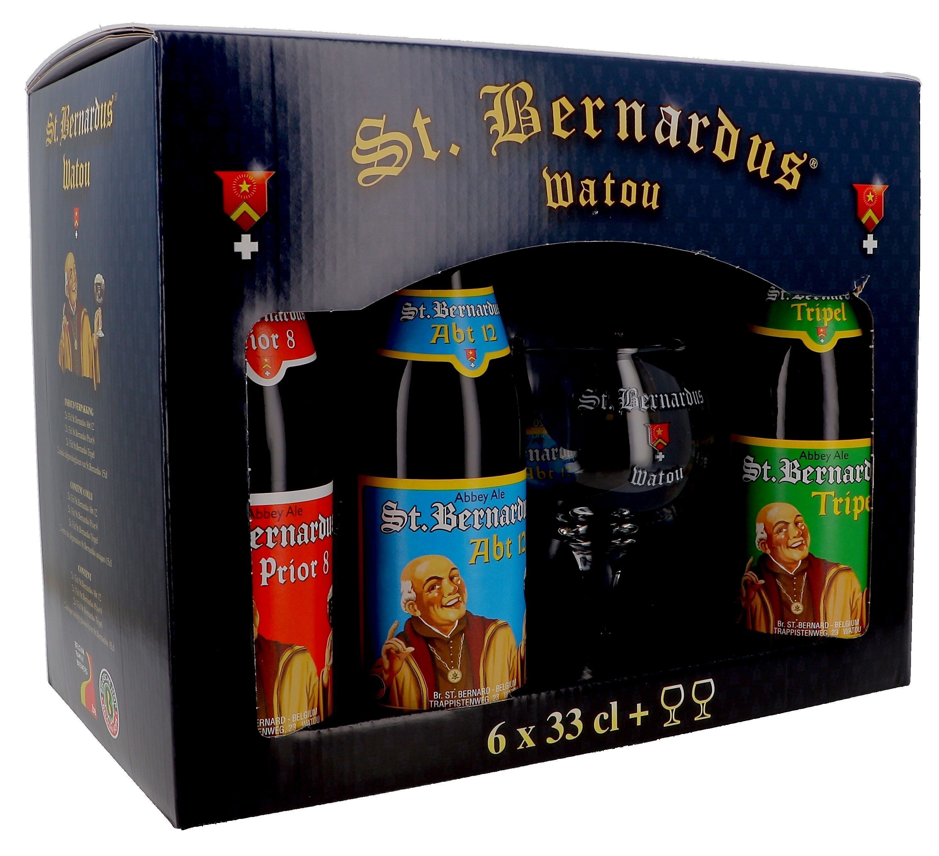 St. Bernardus 6x33cl + 2 x degustatieglazen in geschenkdoos