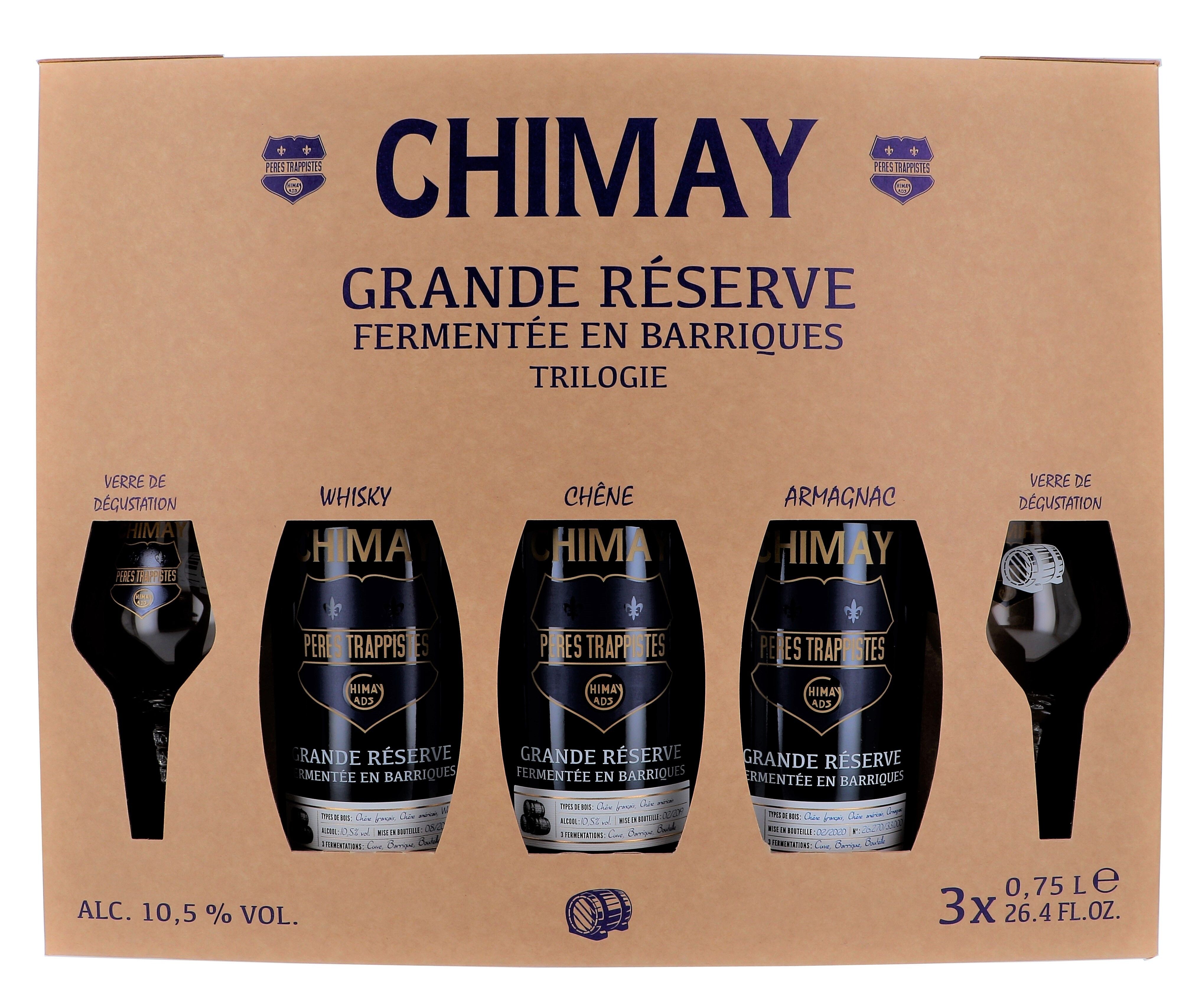 Chimay Trilogie 3x75cl + 2 glasses + Giftbox