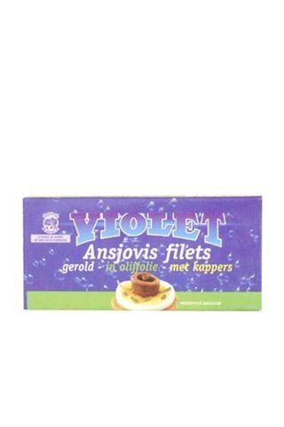 Violet Rolled Fillets of Anchovies with capers in olive oil 50gr canned