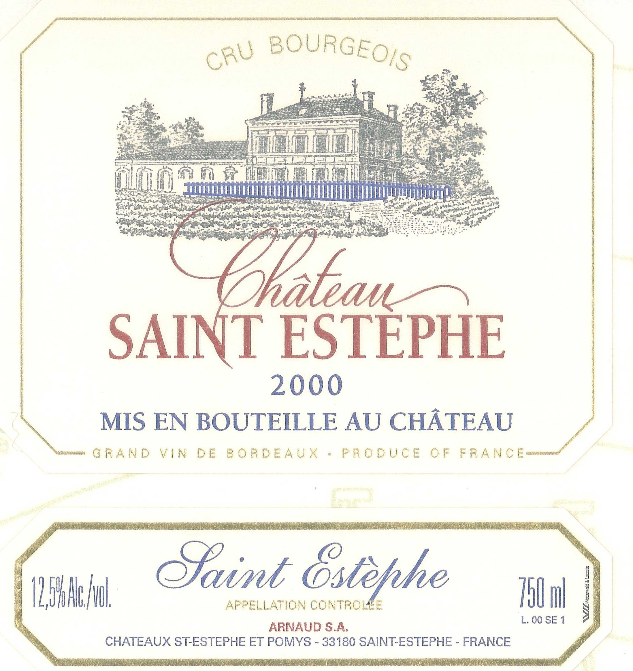 Chateau St.Estephe 75cl 2001 St.Estephe Cru Bourgois Superieur
