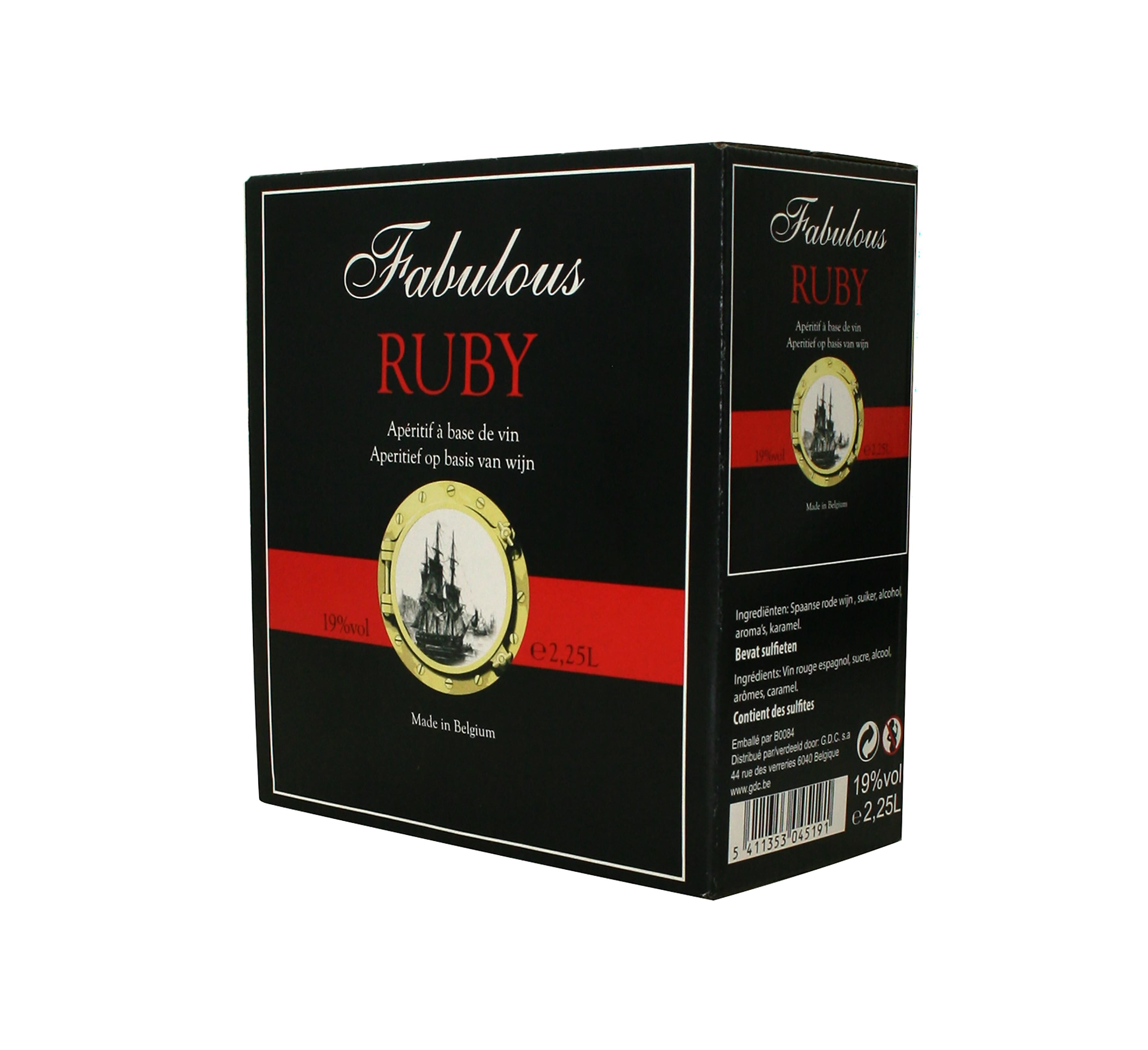 Aperitief op basis van wijn Fabulous rood ruby 2.25L 19% Bag in Box