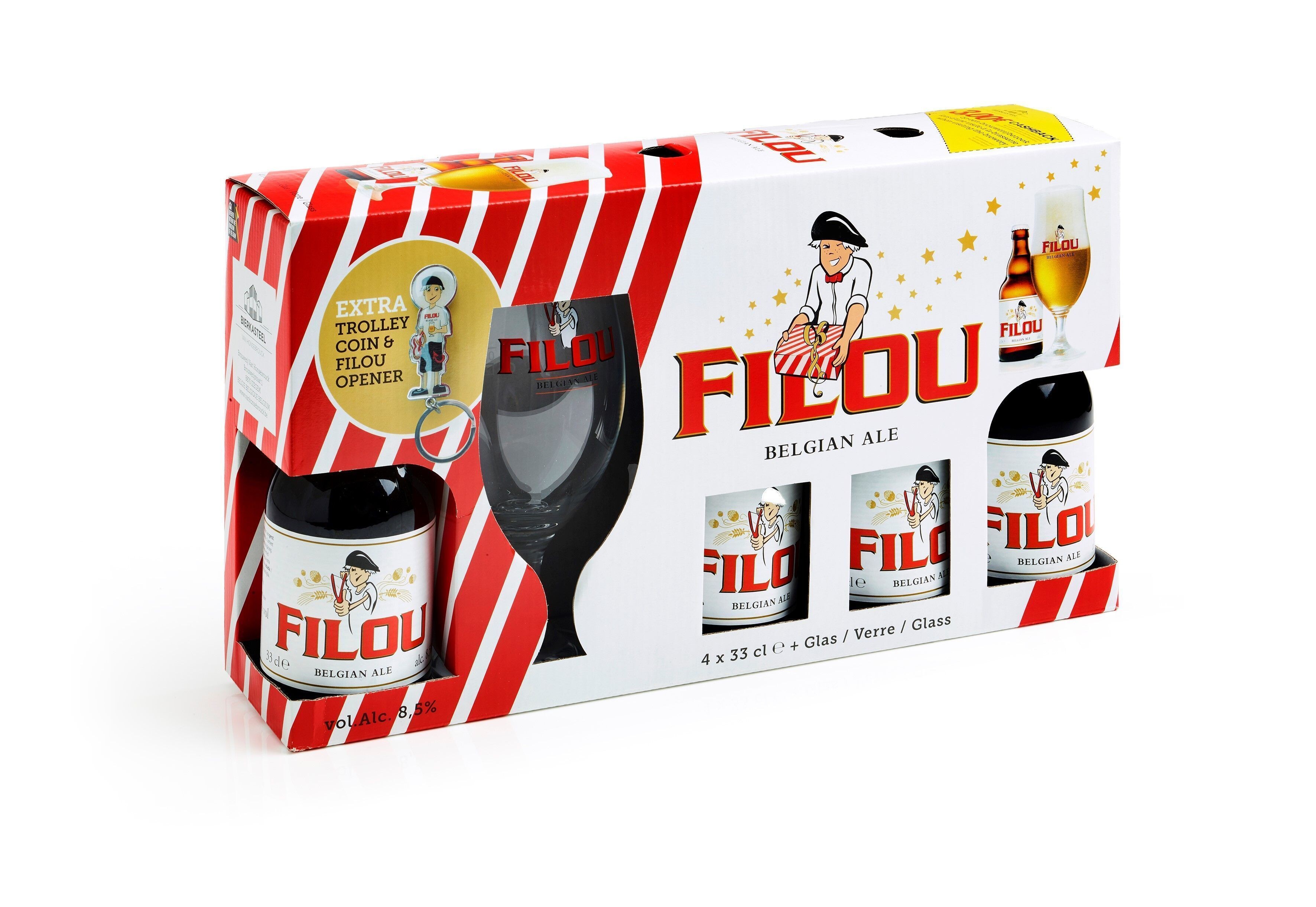 Belgian Beer Filou Blond 4x33cl + Glass Giftpack 