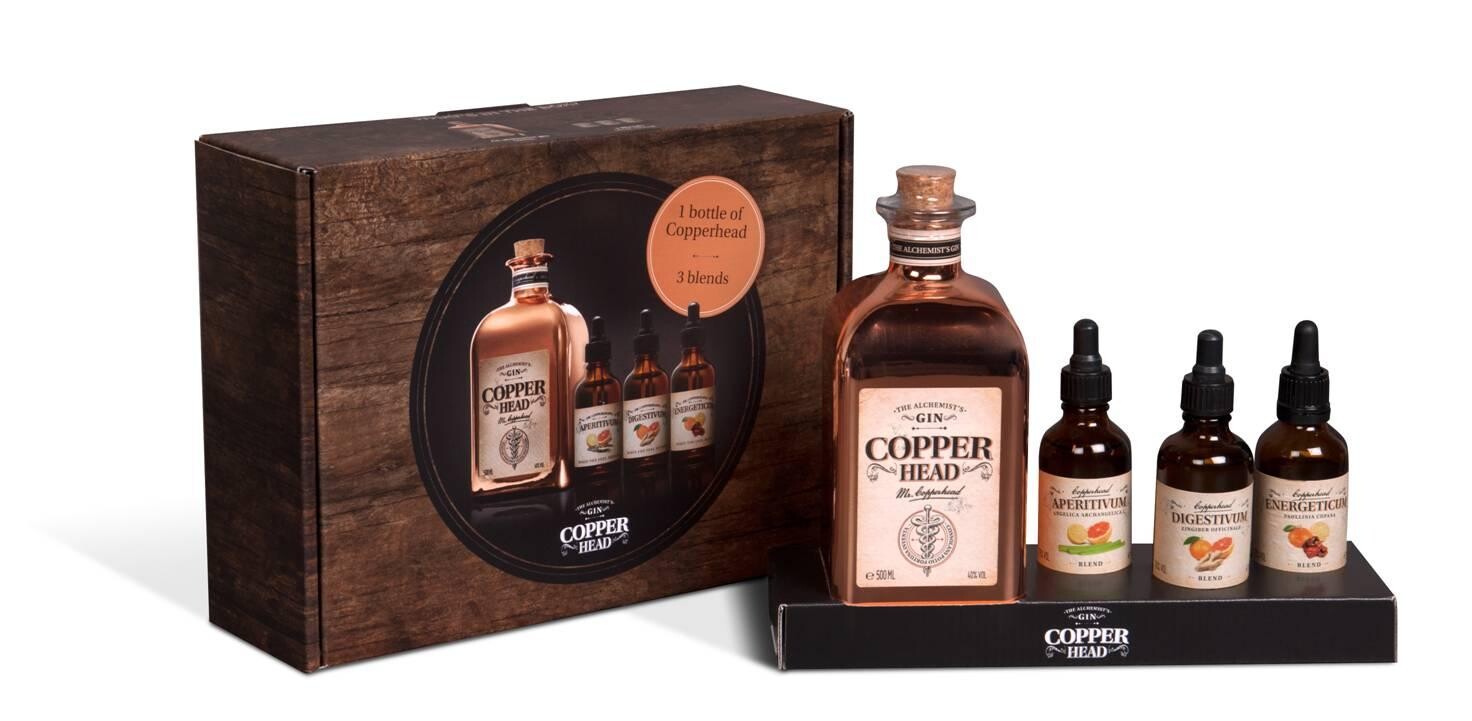 Box Gin Copperhead 50cl + 3 Blends Giftpack