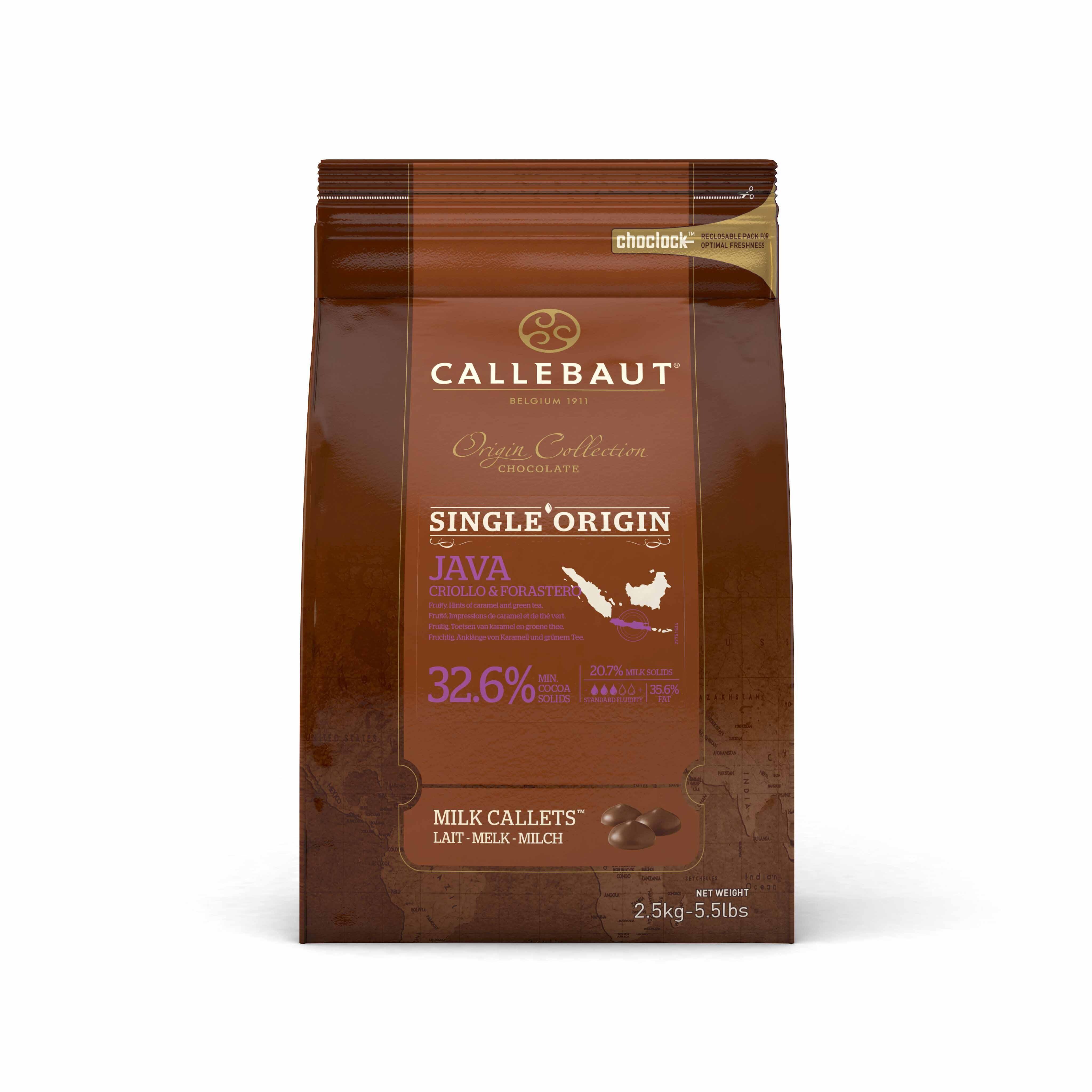 Barry Callebaut Origine Chocolate callets milk Java 2,5kg 5.5lbs