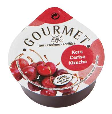 Individual Cherry jam portions 50%fruit cups 100x25gr Gourmet