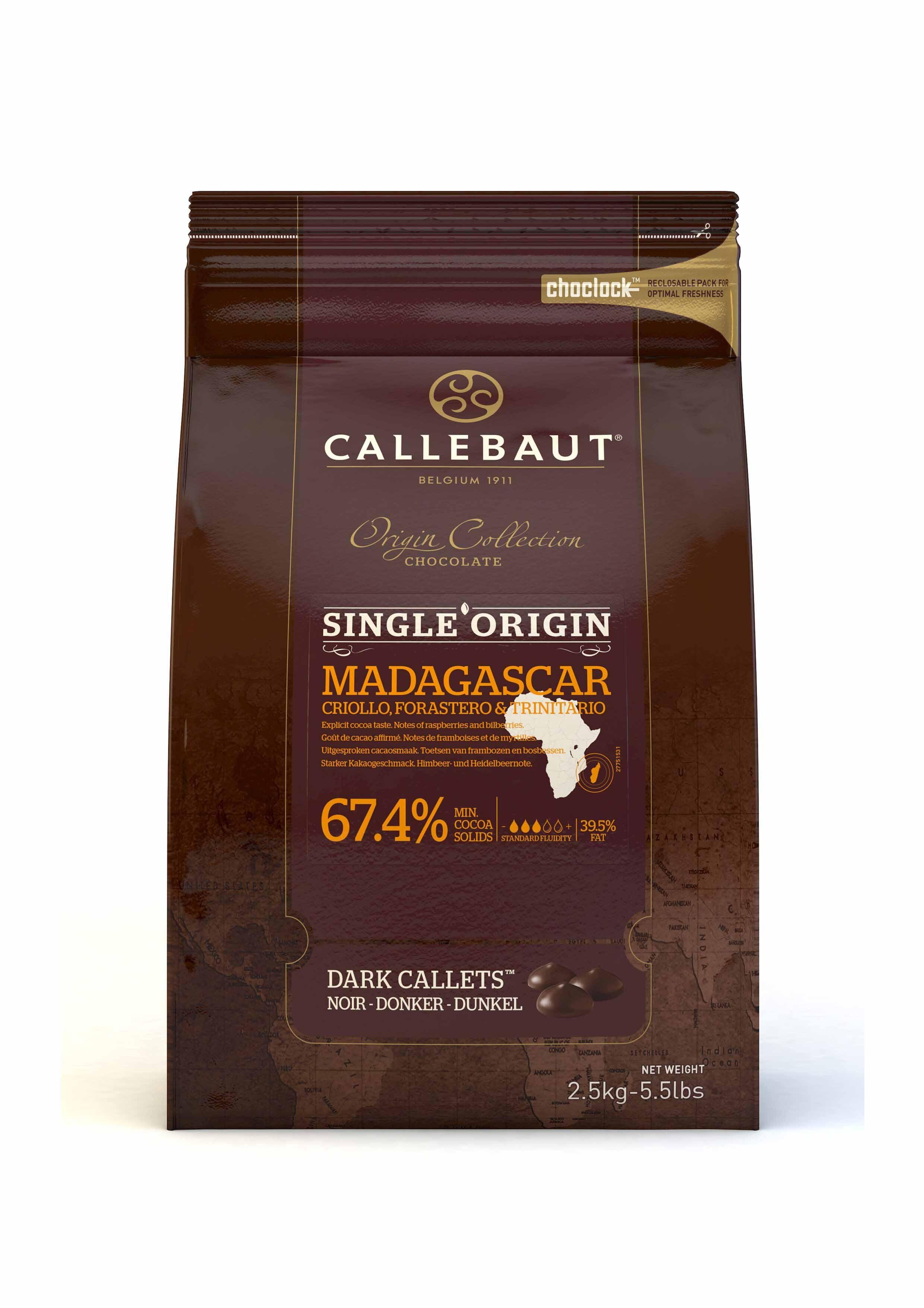 Barry Callebaut Origine Madagascar dark Chocolate callets 2,5kg 5.5lbs