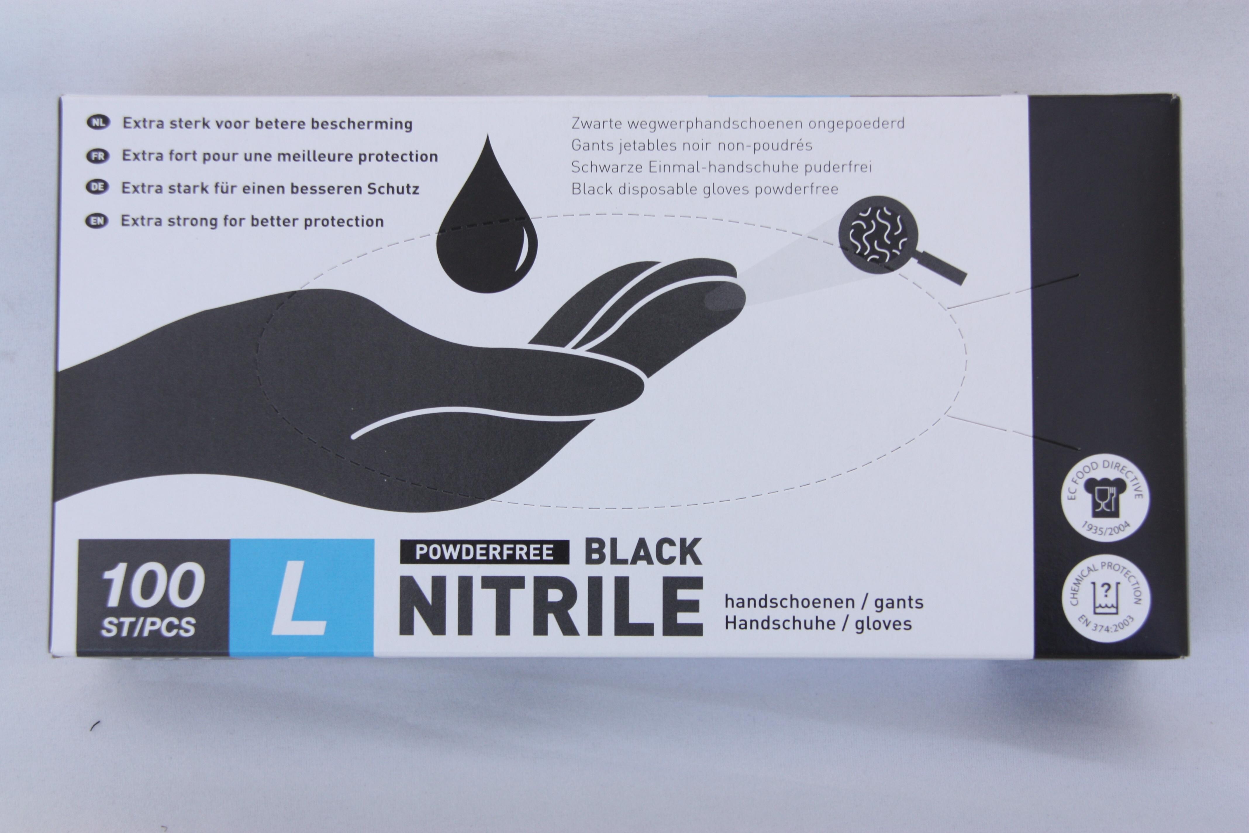 Nitrile Gloves Black Large 100pcs
