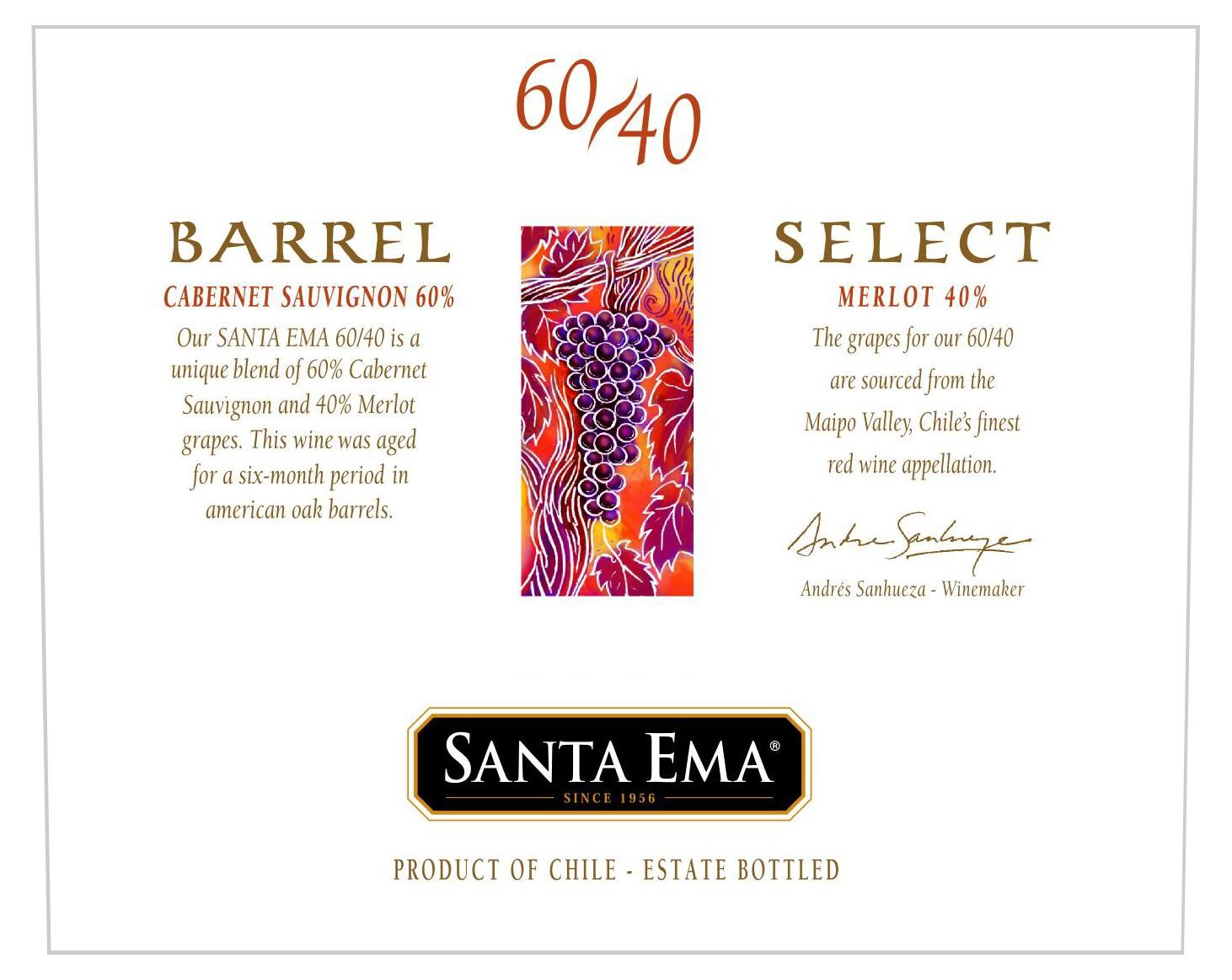 Santa Ema 60/40 Cabernet Sauvignon/Merlot 75cl 2007 Barrel Select - Chilean Wine
