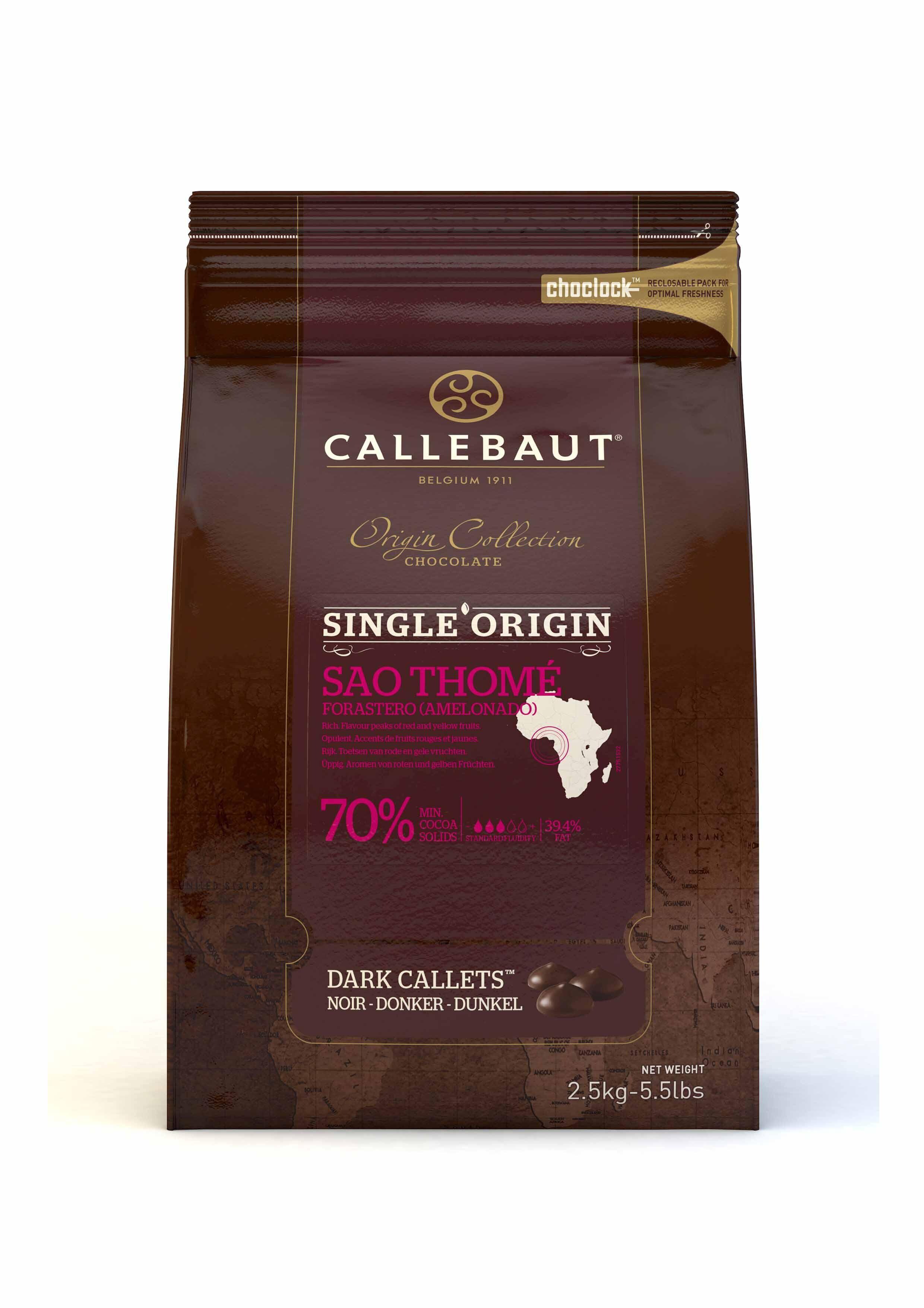 Barry Callebaut Origine Chocolate callets dark Sao Thomé 2,5kg 5.5lbs
