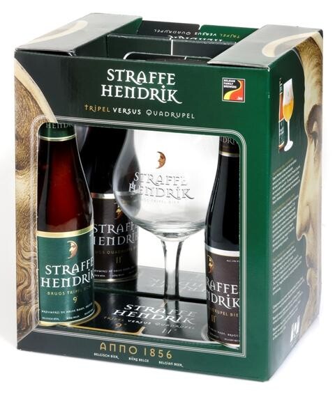 Straffe Hendrik Tripel 9% versus Quadrupel 11% Gift box 4x33cl + Glass