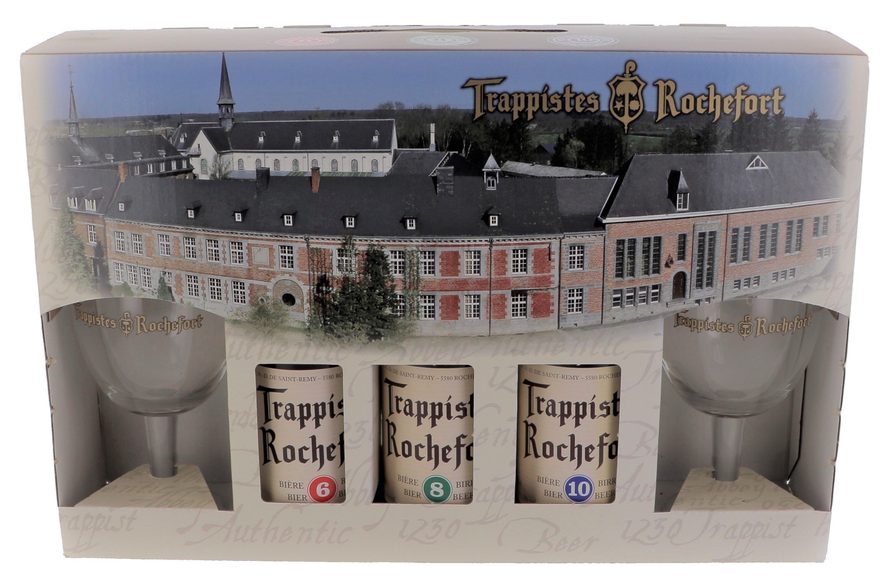 Trappist Beer Rochefort 3x33cl + 2 glasses + giftpack