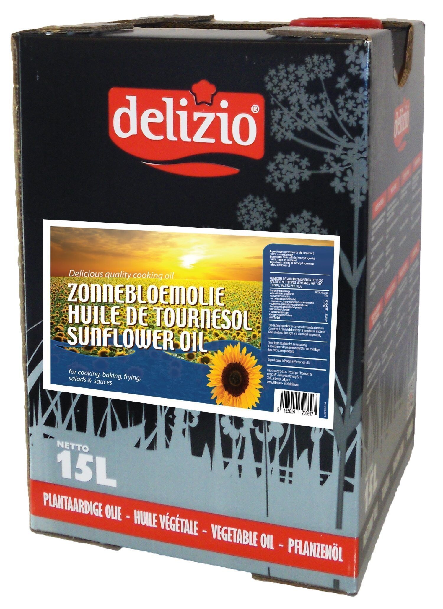 Delizio Sunflower oil 15L Can in Box