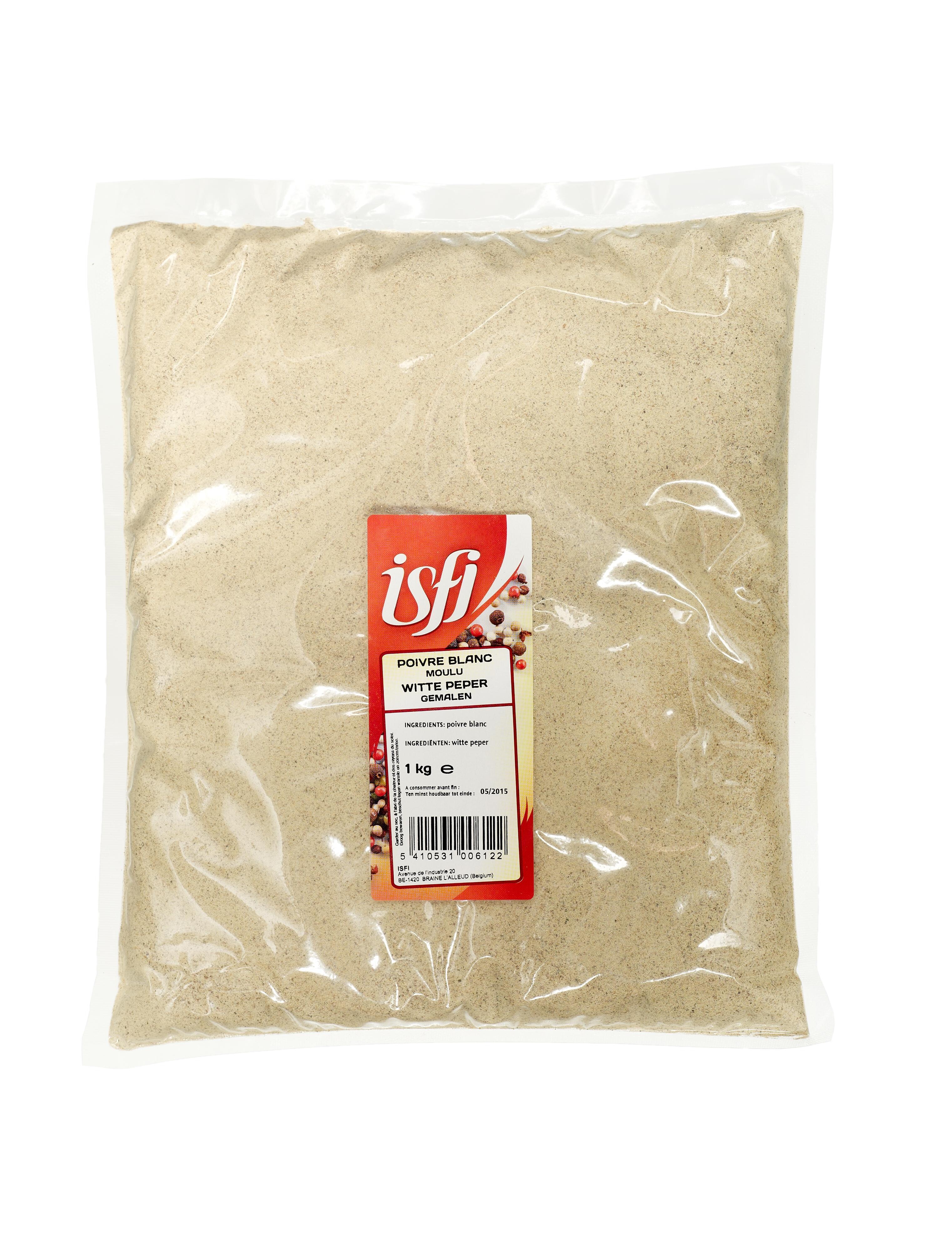 White Pepper ground 1kg cello bag Isfi
