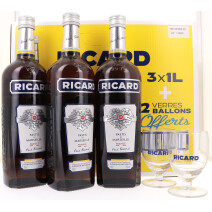 Ricard Apero Gift Set 3x1L + 2 Glasses for Free