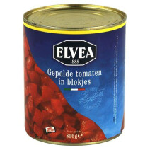 Elvea Cubes Diced Peeled tomatoes 800gr canned