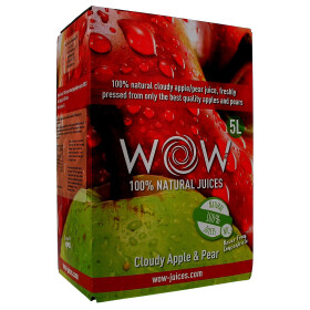 WOW Natural Cloudy Apple & Pear Juice 5L Bag in Box
